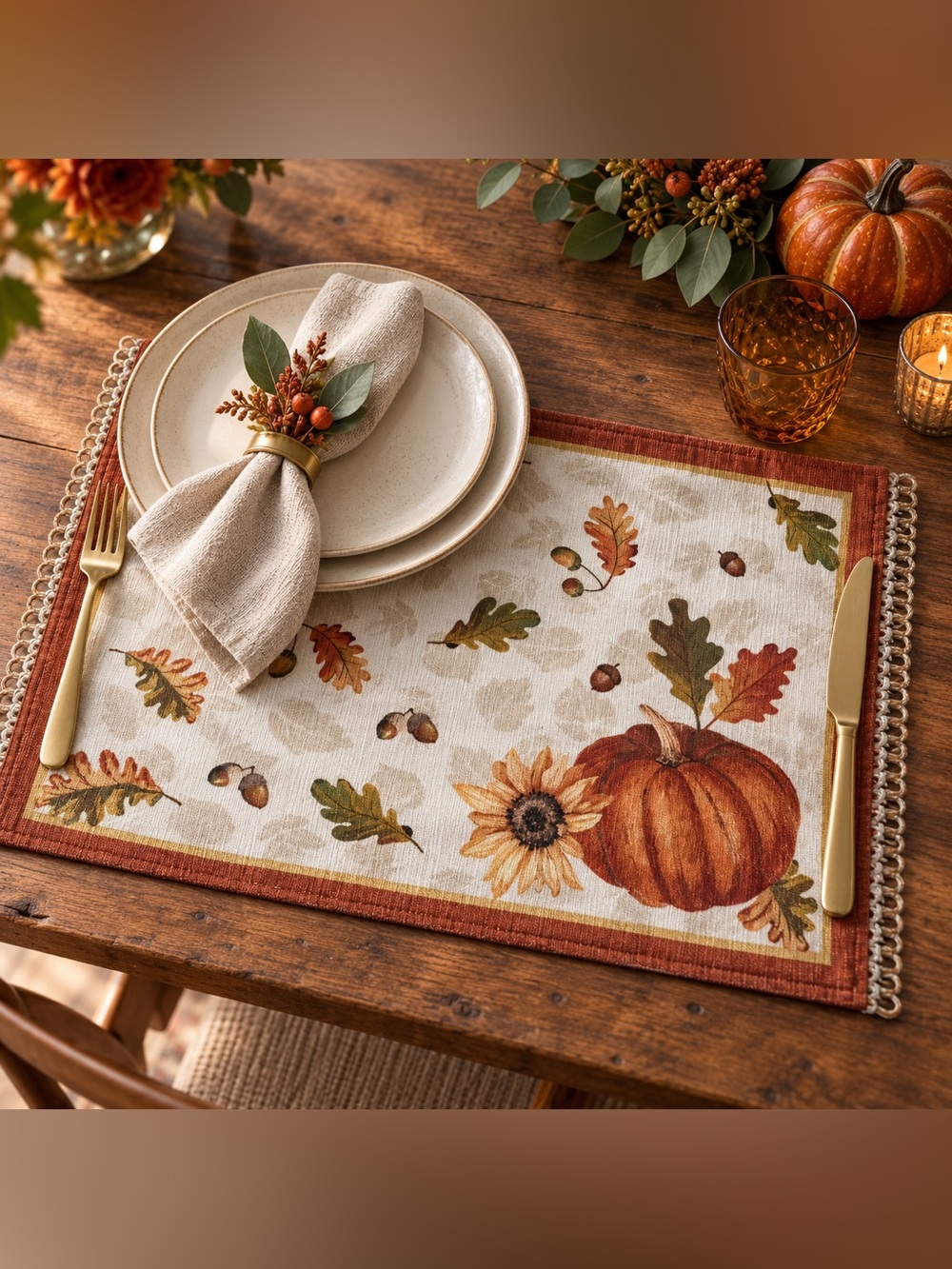 Nicole Miller Fall Pumpkin Placemats Set of 4